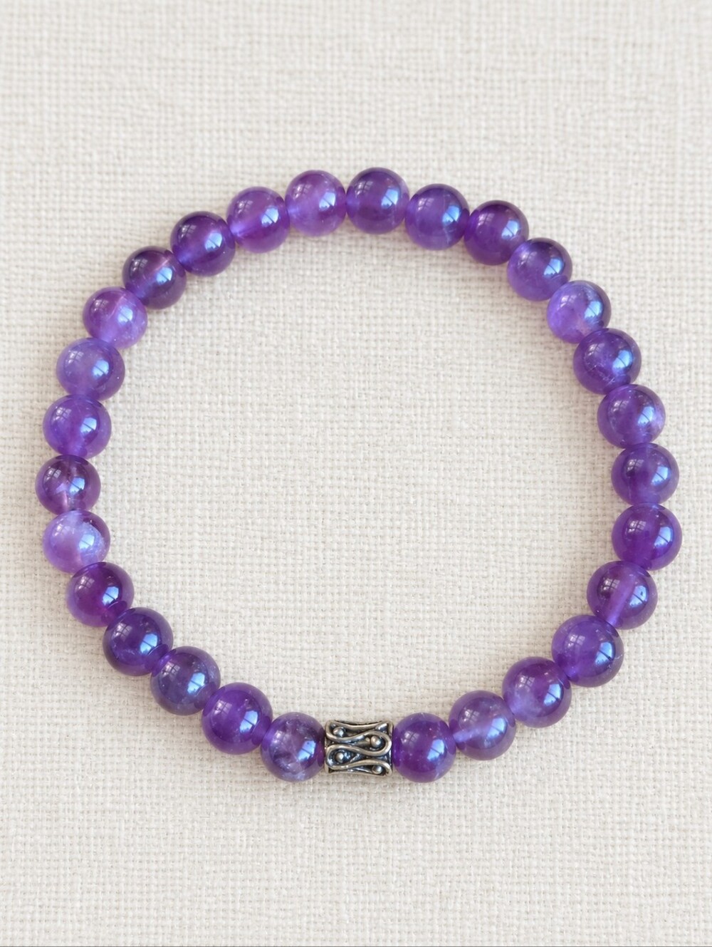 Amethyst Gemstone Bead Stretch Bracelet | Handmade | 6mm
